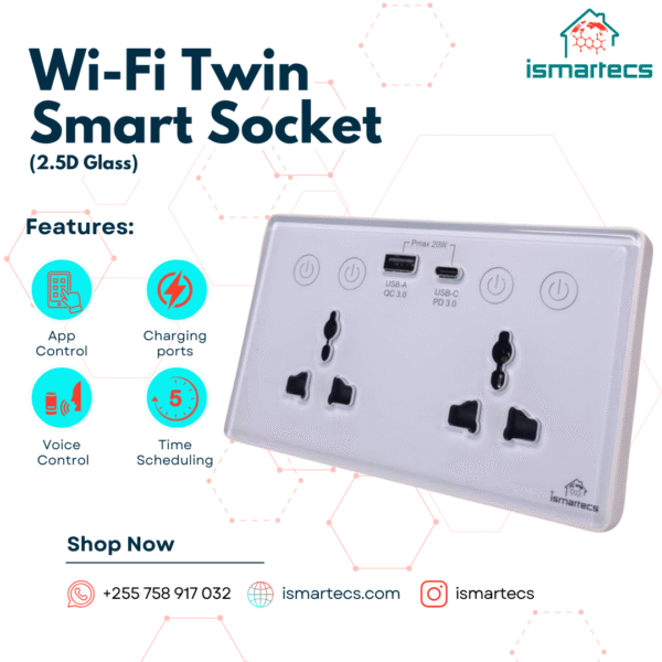 ismartecs Twin Smart WiFi Socket with Charging Ports